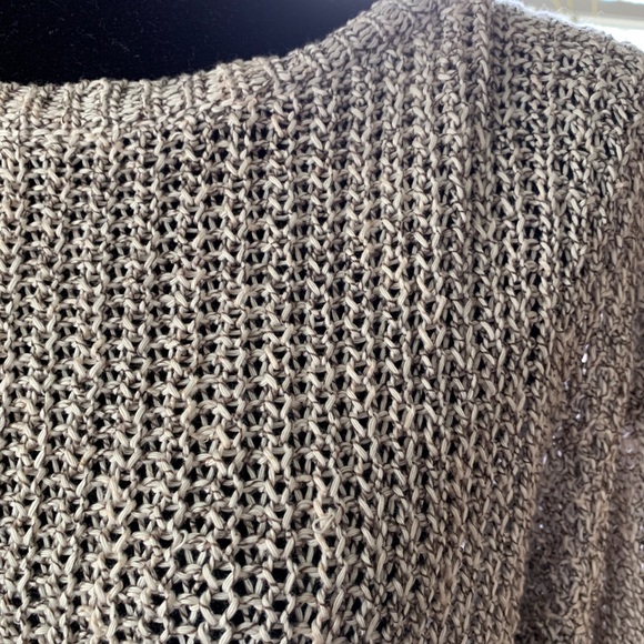 Cable knit sweater in taupe and cream knit. - Picture 2 of 4
